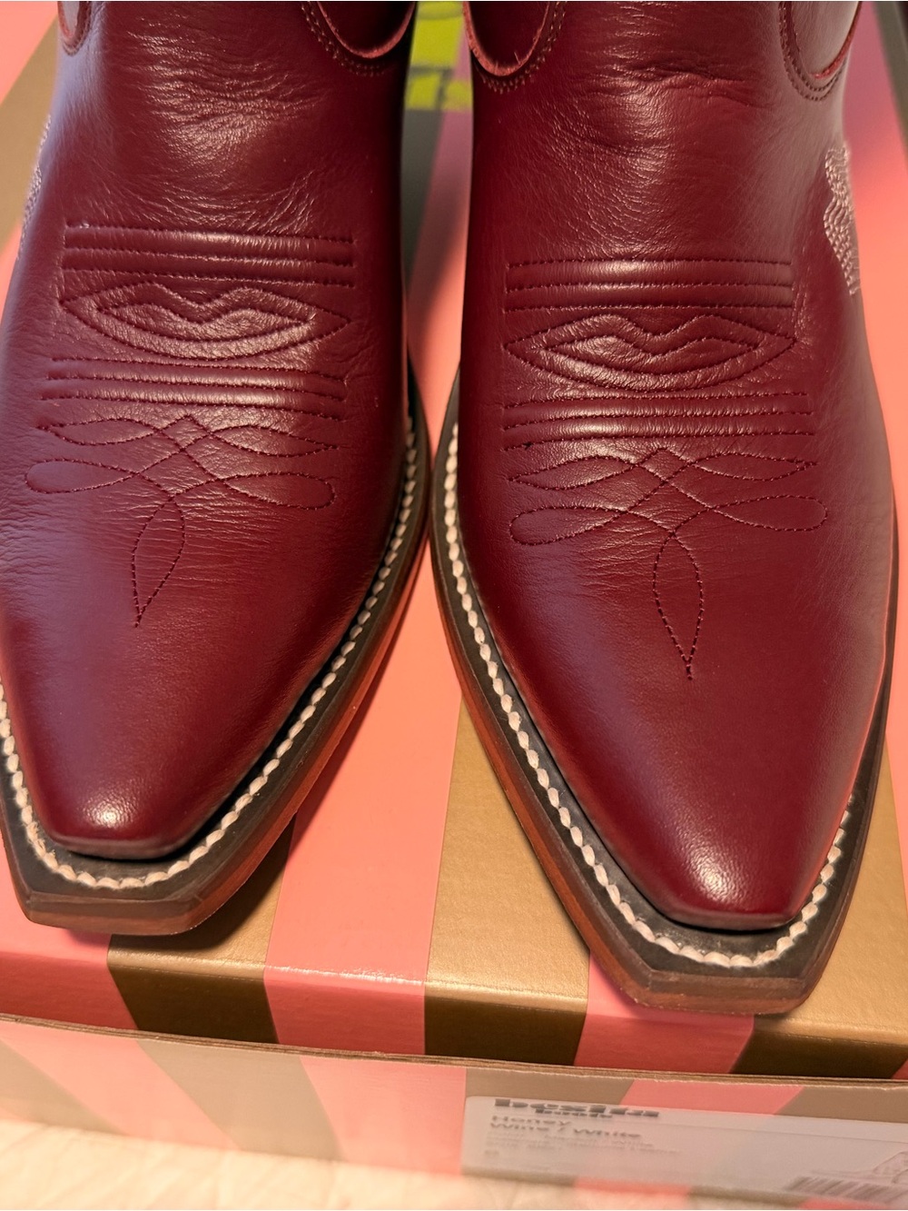 Women's Burgundy Western Embroidered Heeled Boots - Picture 7 of 10
